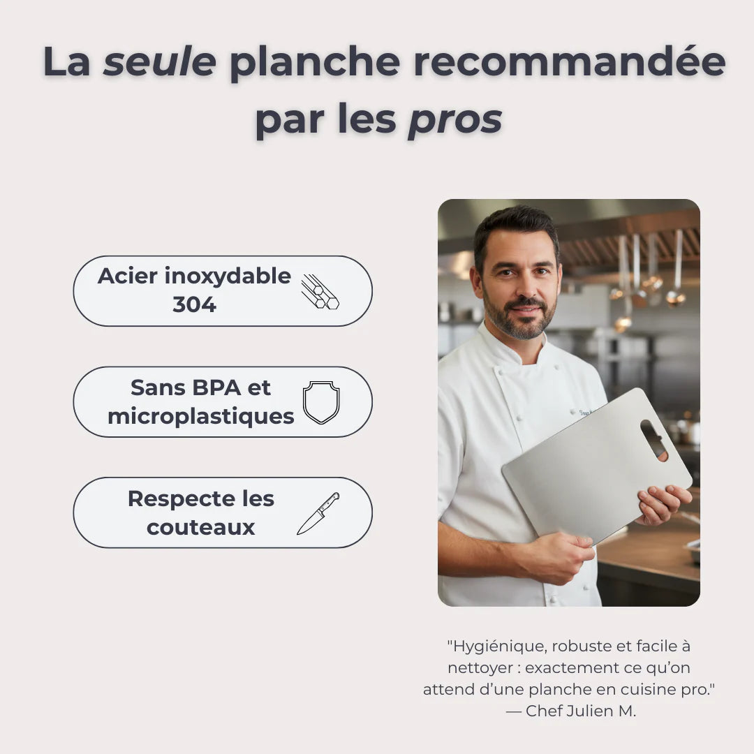 La planche à découper durable en inox