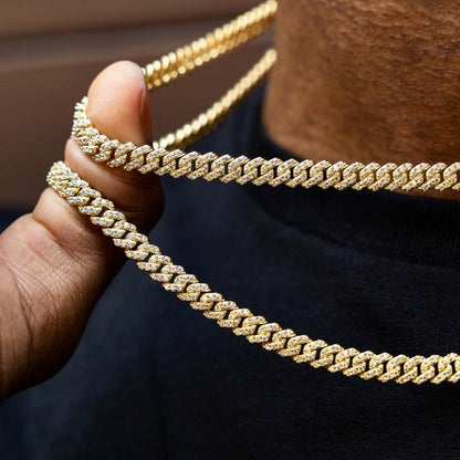 Chaîne Cuban Sertie Or 18K