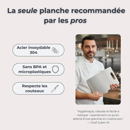 La planche à découper durable en inox