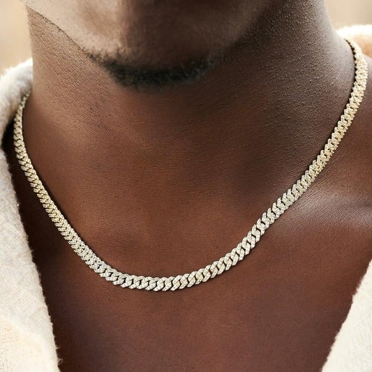 Chaîne Cuban Sertie Or 18K