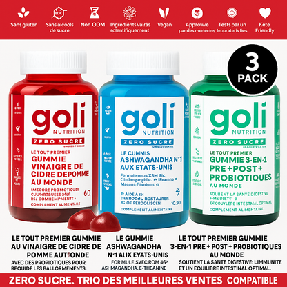 Trio Sans Sucre 3-en-1 : Prébiotique, Postbiotique et Probiotique