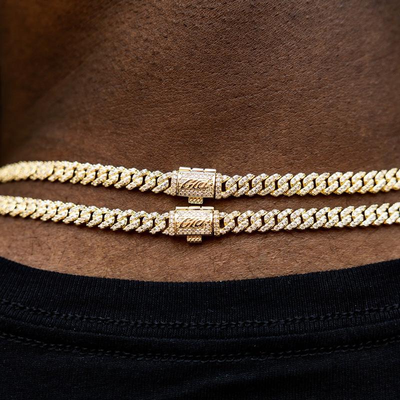 Chaîne Cuban Sertie Or 18K